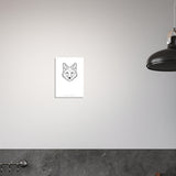 Fox line art A3 print on a wall beside a black pendant lamp