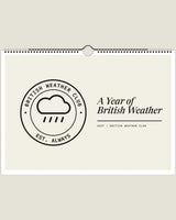 British Weather Club 2027 wall calendar, cover with the club's rain cloud badge
