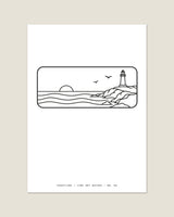 Coastline line art A3 print, flat view