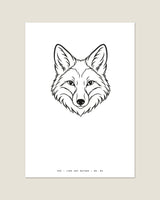 Fox line art A3 print, flat view