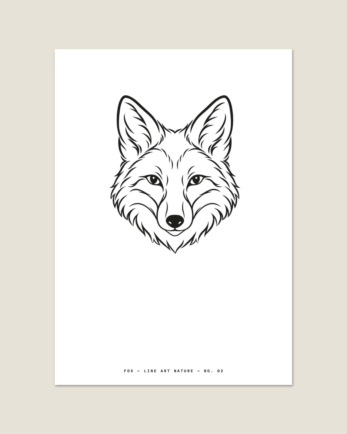 Fox line art A3 print, flat view