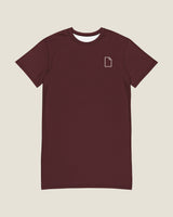 Margin Notes dress in Oxblood, front