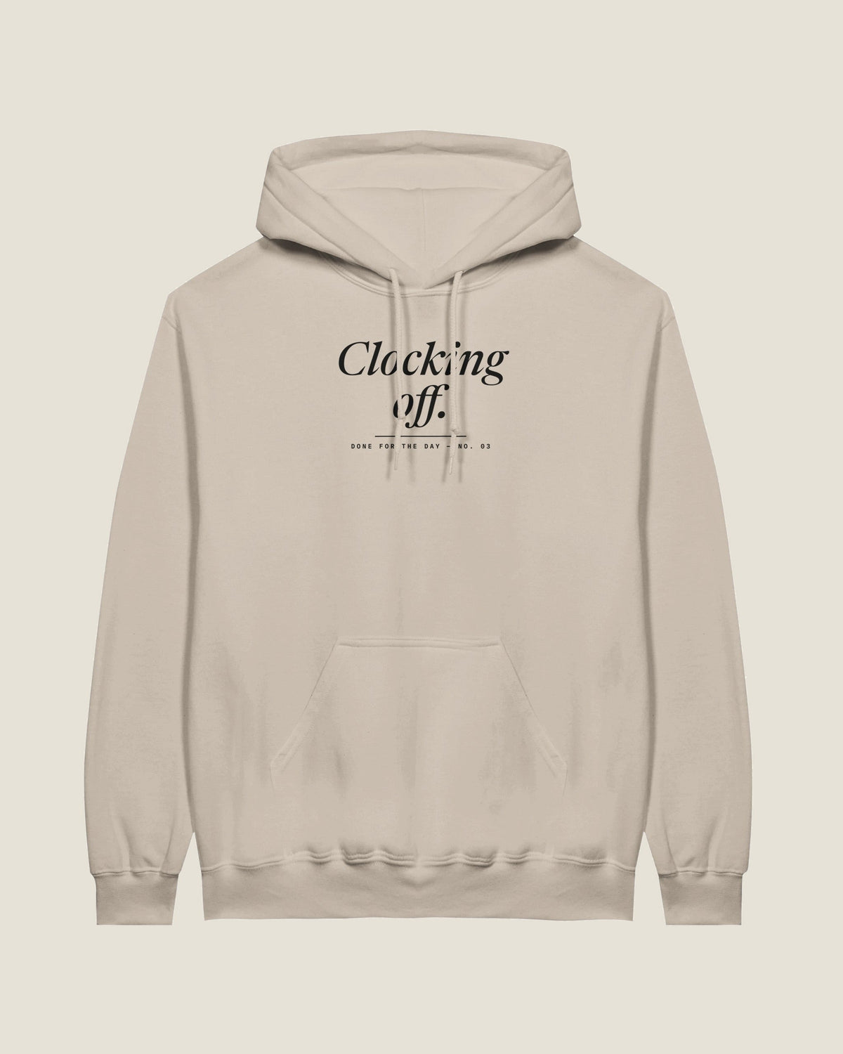 Clocking Off hoodie in Sand, product view