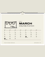 British Weather Club 2027 wall calendar, March page with washing on a line