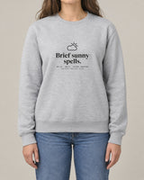 Brief Sunny Spells sweatshirt in Sport Grey, worn by a model, studio photo