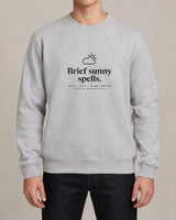 Brief Sunny Spells sweatshirt in Sport Grey, worn by a model, studio photo
