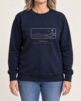 Coastline sweatshirt in Navy, worn by a model, studio photo