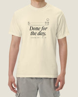 Done for the day tee, ivory, worn by a model