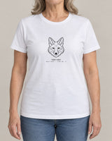 Fox tee in White, worn by a model, studio photo