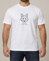 Fox tee in White, worn by a model, studio photo