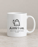 Kettle's On mug, studio photo