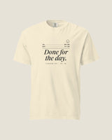 Done for the Day tee in Ivory, front
