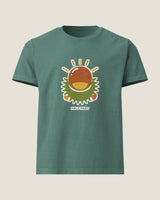 Conker tee in Washed Pine: a conker bursting from its spiky case, Half Past wordmark below