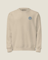Core crew sweatshirt in Desert Dust, front view with the embroidered chest mark
