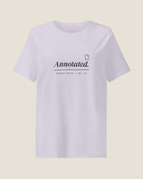 Annotated tee in Lavender, front